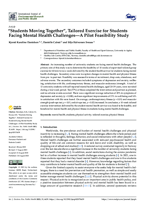 (PDF) “Students Moving Together”, Tailored Exercise for Students Facing ...