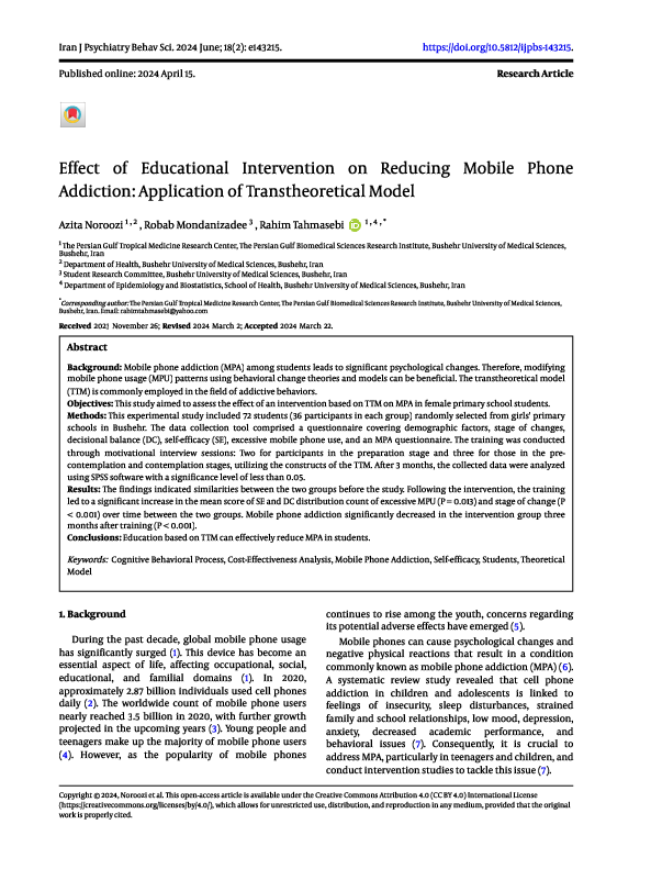 (PDF) Effect of Educational Intervention on Reducing Mobile Phone ...