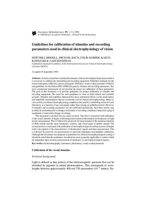 (PDF) Guidelines for calibration of stimulus and recording parameters ...