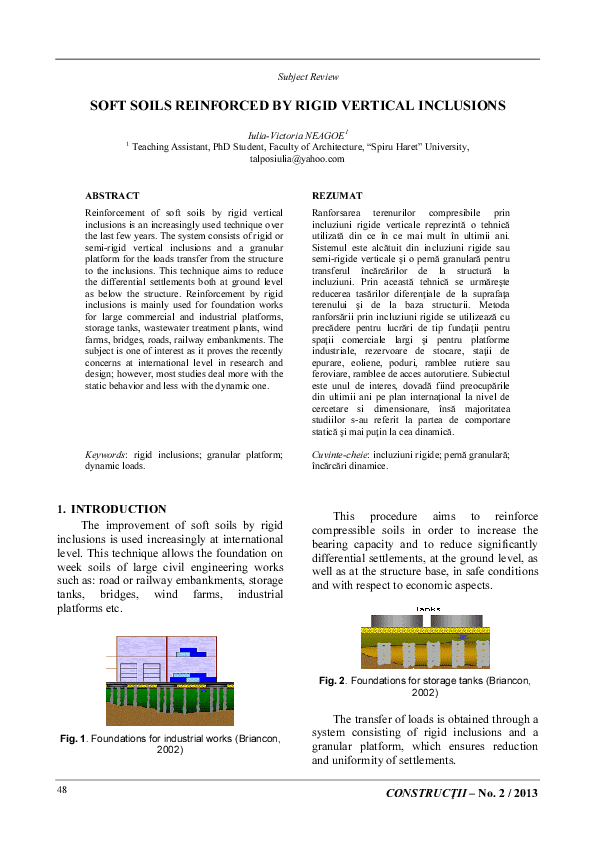 (PDF) Soft Soils Reinforced by Rigid Vertical Inclusions