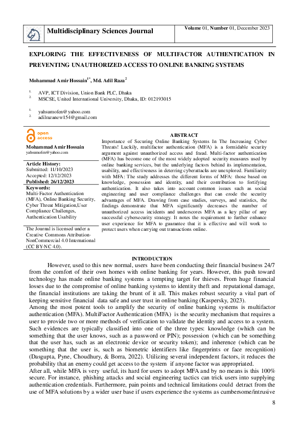 (PDF) EXPLORING THE EFFECTIVENESS OF MULTIFACTOR AUTHENTICATION IN ...