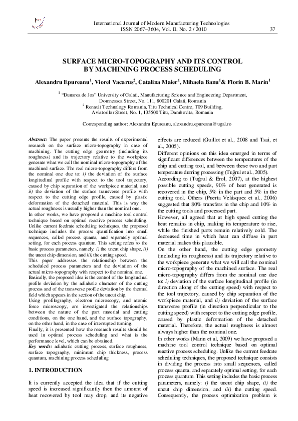 (PDF) Surface Micro-Topography and Its Control by Machining Process ...