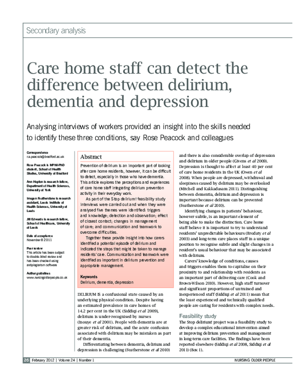  pdf care home staff can detect the difference between delirium