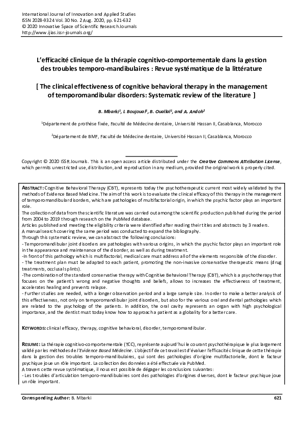 (PDF) The clinical effectiveness of cognitive behavioral therapy in the ...