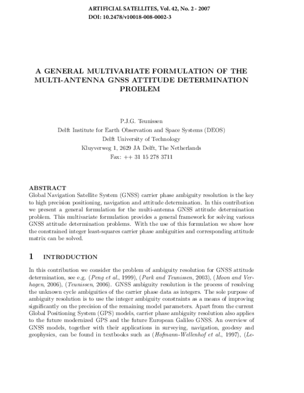 (PDF) A General Multivariate Formulation of the Multi-Antenna GNSS ...