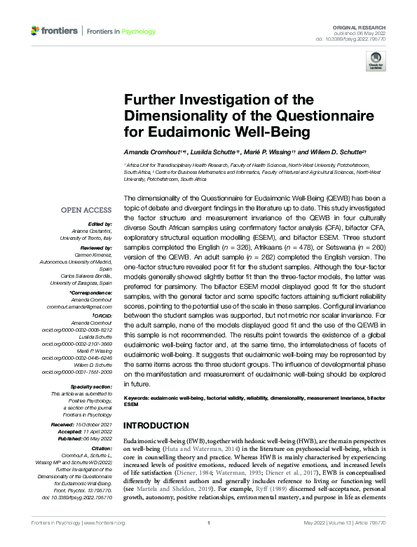 (PDF) Further Investigation of the Dimensionality of the Questionnaire ...