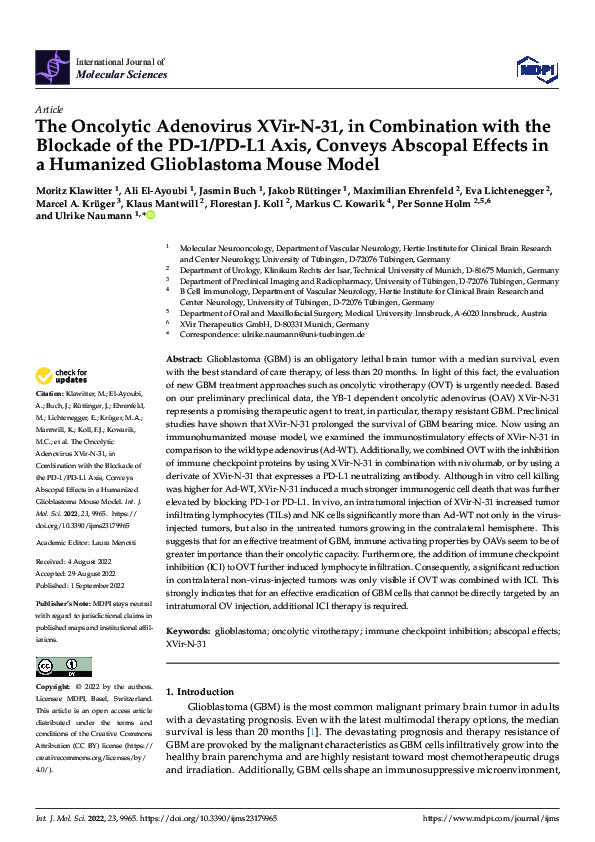 (PDF) The Oncolytic Adenovirus XVir-N-31, in Combination with the ...