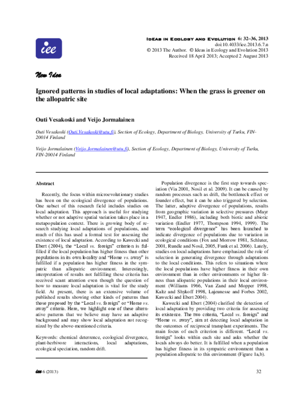 (PDF) Ignored patterns in studies of local adaptations: When the grass ...