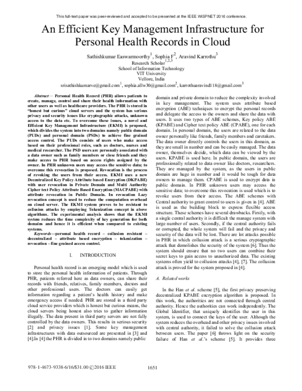 (PDF) An Efficient Key Management Infrastructure for Personal Health ...