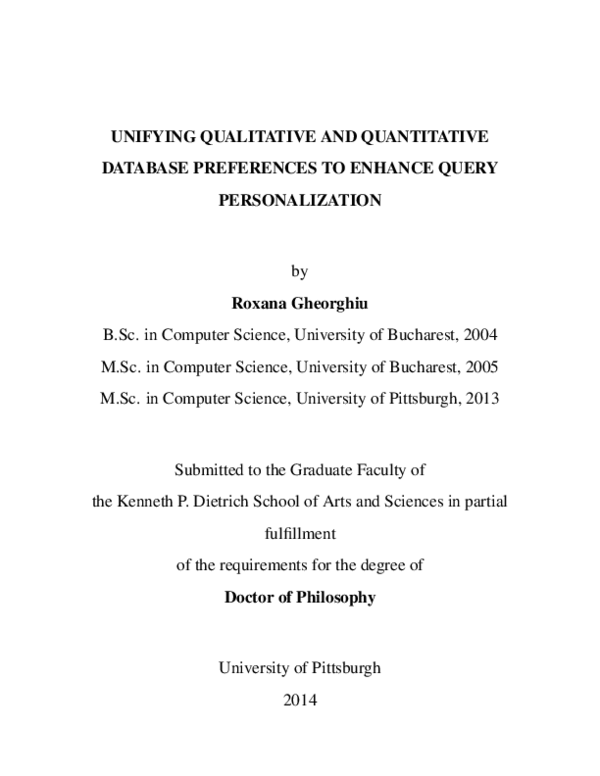 (PDF) Unifying Qualitative and Quantitative Database Preferences to ...