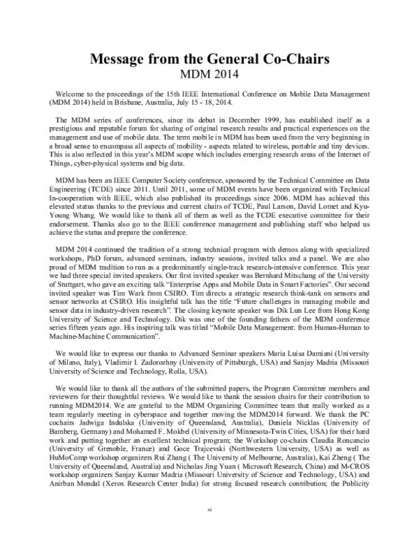 (PDF) Message from General Co-chairs