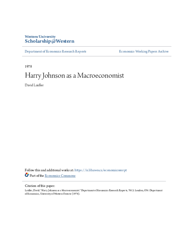 (PDF) Harry Johnson as a Macroeconomist