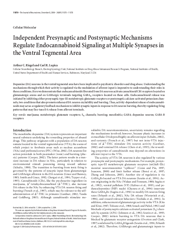 (PDF) Independent Presynaptic and Postsynaptic Mechanisms Regulate ...