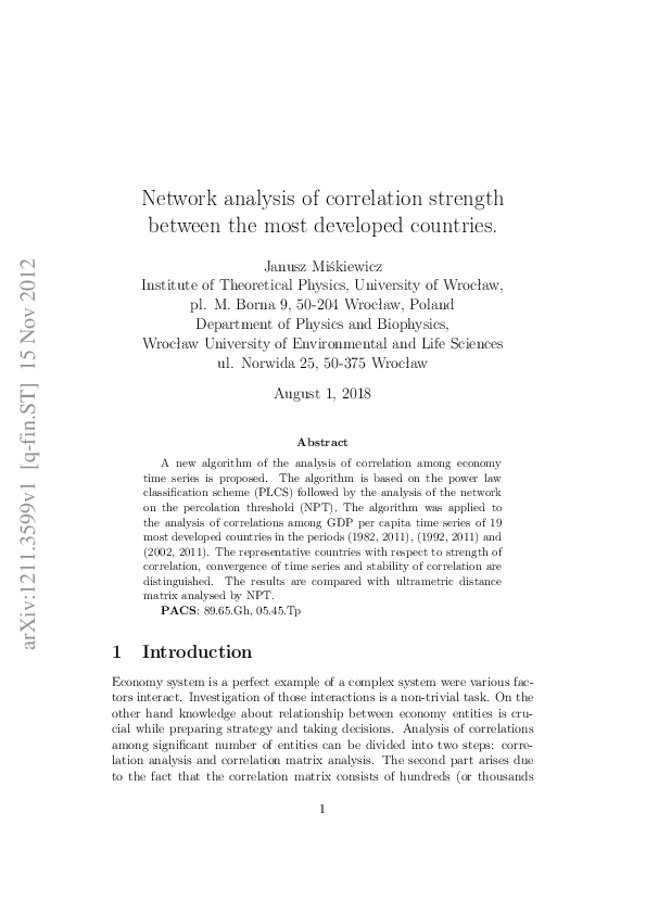 (PDF) Network analysis of correlation strength between the most ...