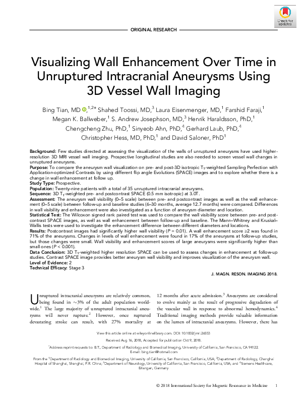 (PDF) Visualizing wall enhancement over time in unruptured intracranial ...