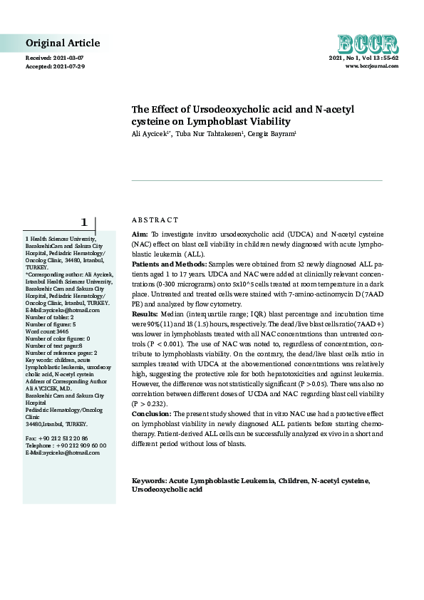 (PDF) The Effect of Ursodeoxycholic acid and N-acetyl cysteine on ...