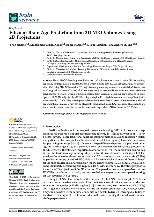 (PDF) Efficient Brain Age Prediction from 3D MRI Volumes Using 2D ...