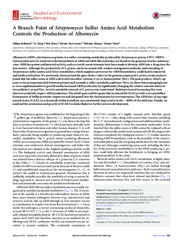 (PDF) A Branch Point of Streptomyces Sulfur Amino Acid Metabolism ...