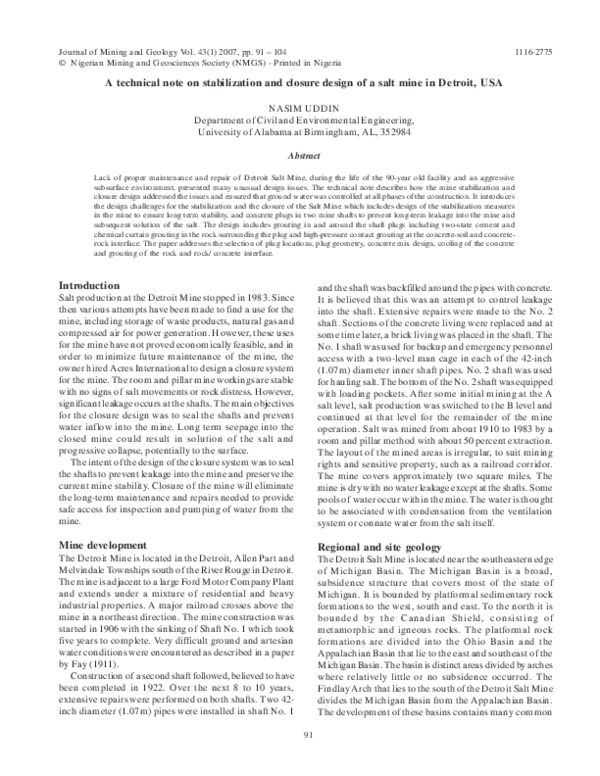(PDF) A technical note on stabilization and closure design of a salt ...