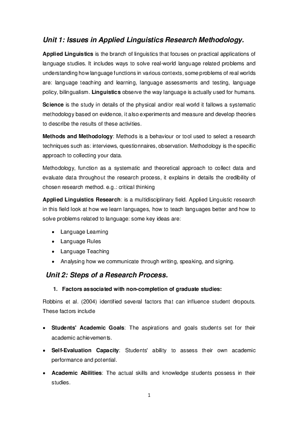 (PDF) Unit 1: Issues in Applied Linguistics Research Methodology