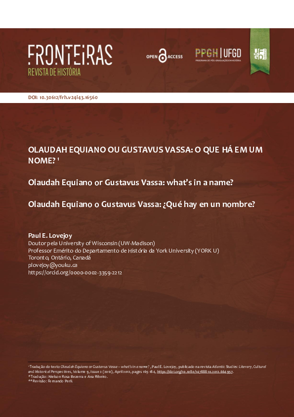 PDF) Olaudah Equiano ou Gustavus Vassa