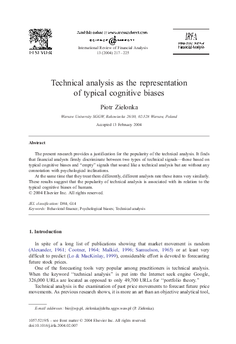 (PDF) Technical analysis as the representation of typical cognitive biases
