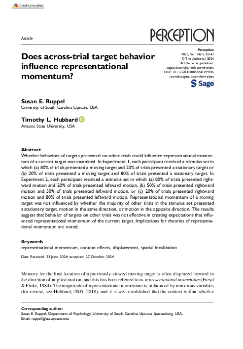 (PDF) Does across-trial target behavior influence representational momentum