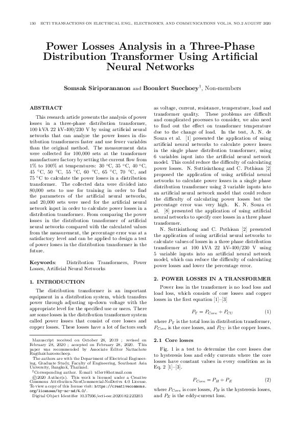 (PDF) Power Losses Analysis in a Three-Phase Distribution Transformer ...