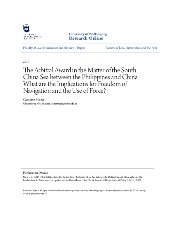 (PDF) The Arbitral Award in the Matter of the South China Sea between ...