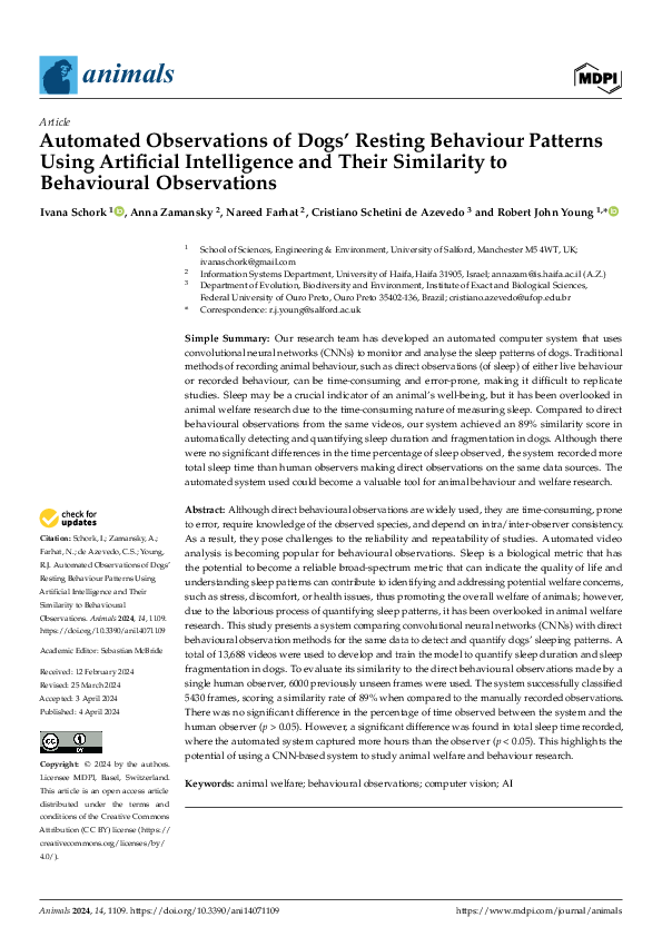(PDF) Automated Observations of Dogs’ Resting Behaviour Patterns Using ...