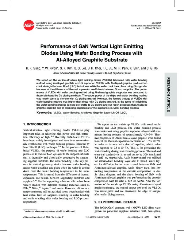 (PDF) Performance of GaN Vertical Light Emitting Diodes Using Wafer ...