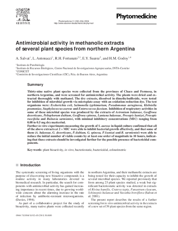 (PDF) Antimicrobial activity in methanolic extracts of several plant ...