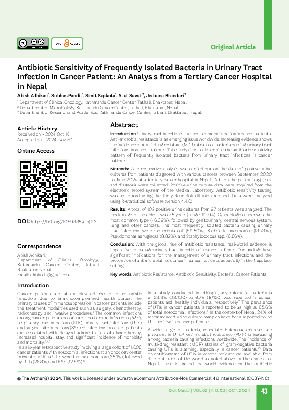 (PDF) Antibiotic Sensitivity of Frequently Isolated Bacteria in Urinary ...