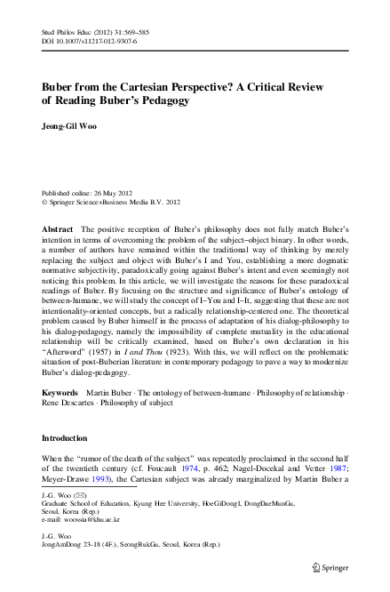 (PDF) Buber from the Cartesian Perspective? A Critical Review of ...