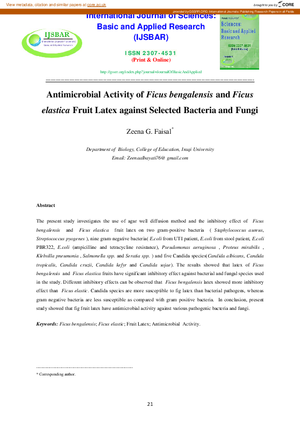 (PDF) Antimicrobial Activity of Ficus bengalensis and Ficus elastica ...