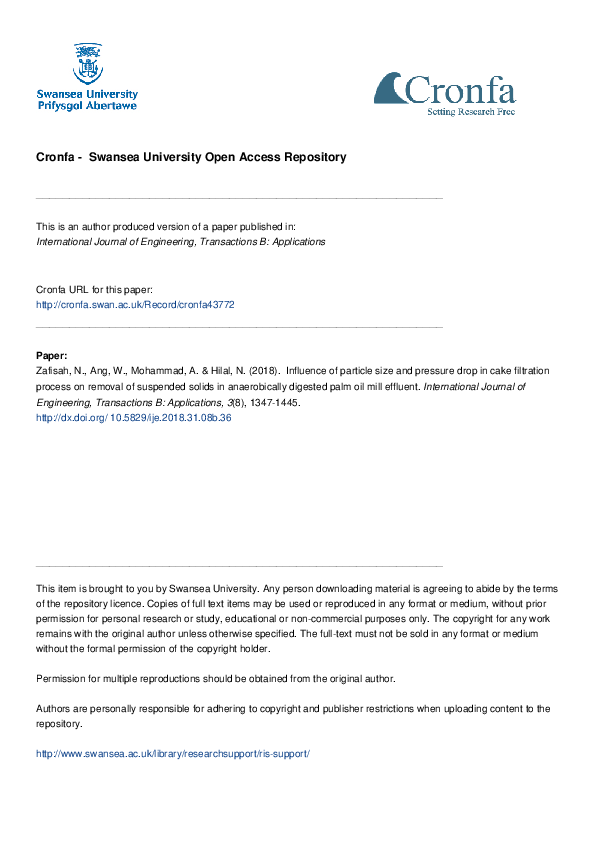 (PDF) Influence of Particle Size and Pressure Drop in Cake Filtration ...