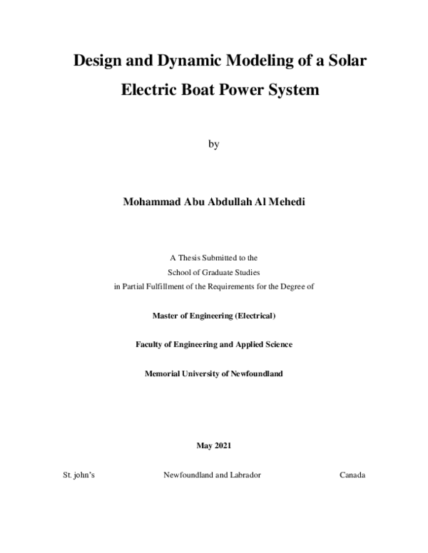 (PDF) Design and dynamic modeling of a solar electric boat power system