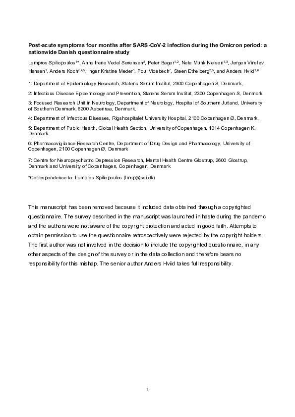 (PDF) Post-acute symptoms four months after SARS-CoV-2 infection during ...