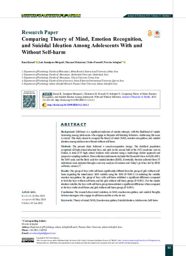 (PDF) Comparing Theory of Mind, Emotion Recognition, and Suicidal ...