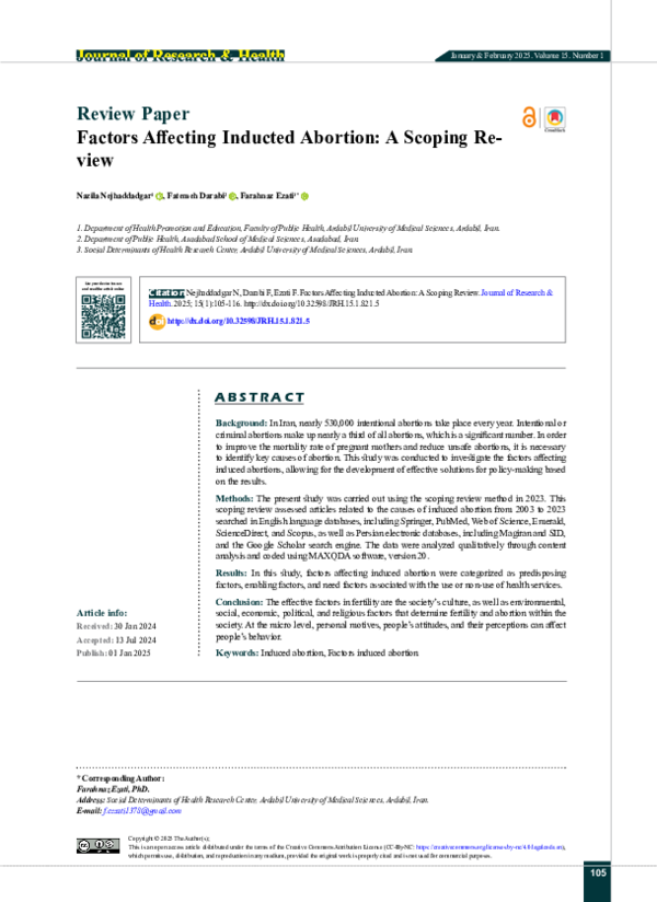 (PDF) Factors Affecting Inducted Abortion: A Scoping Review