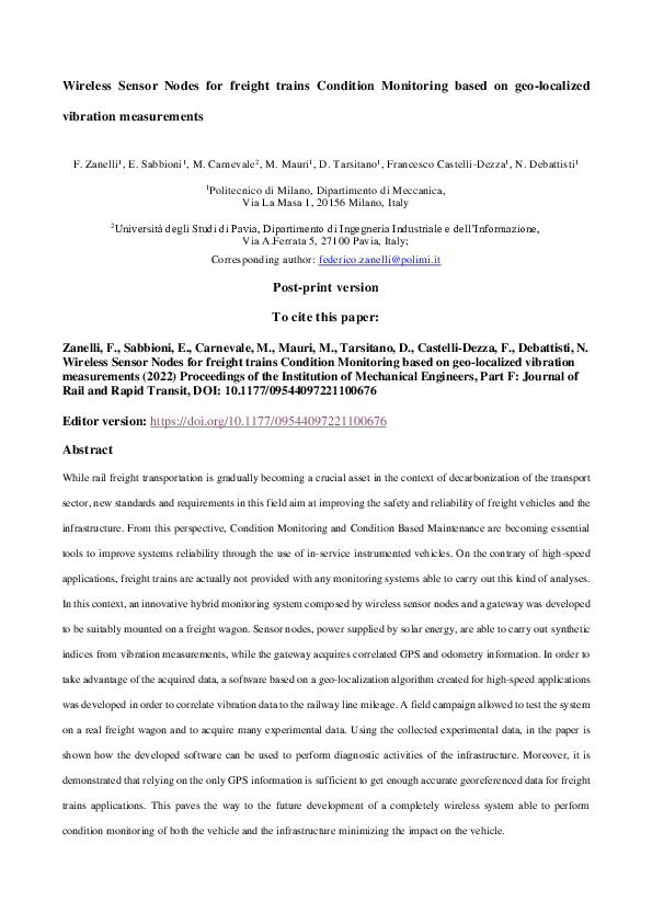 (PDF) Wireless sensor nodes for freight trains condition monitoring ...