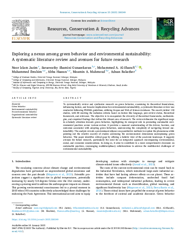 (PDF) Exploring a nexus among green behavior and environmental ...