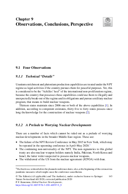 (PDF) Observations, Conclusions, Perspective