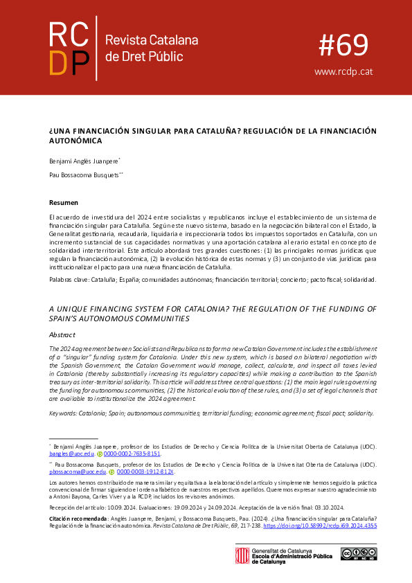 (PDF) ¿Una financiación singular para Cataluña? Regulación de la ...