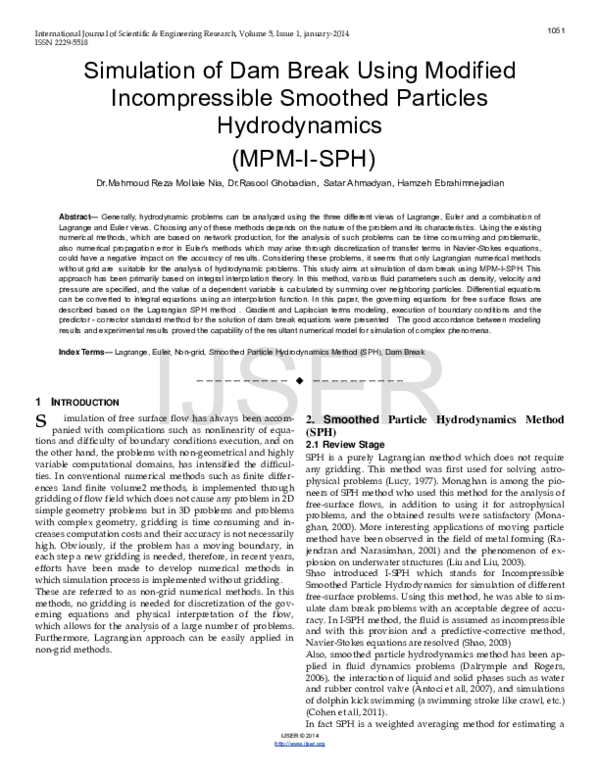(PDF) Simulation of Dam Break Using Modified Incompressible Smoothed ...