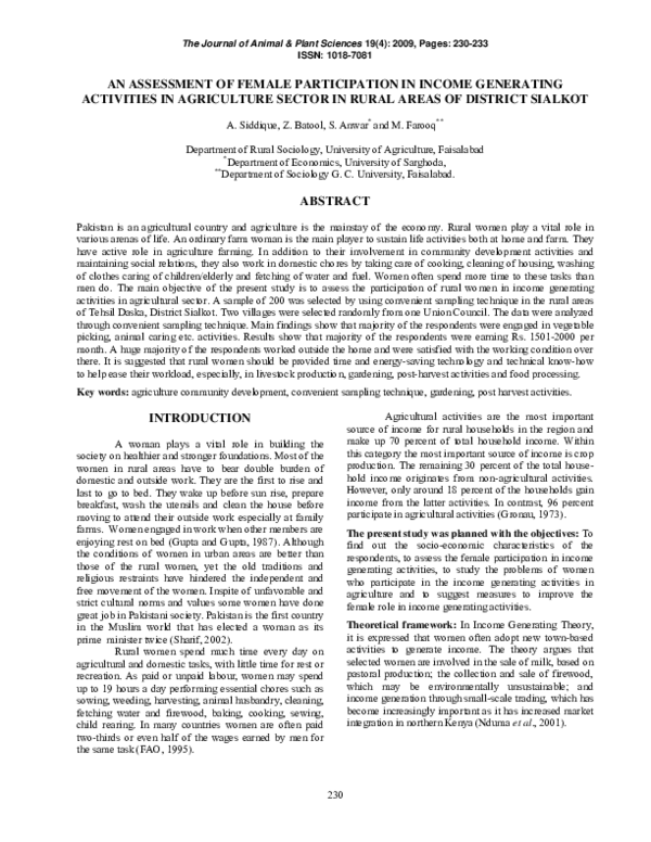 (PDF) An assessment of female participation in income generating ...
