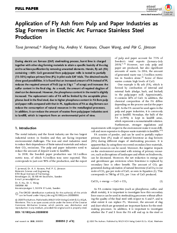 (PDF) Application of Fly Ash from Pulp and Paper Industries as Slag ...