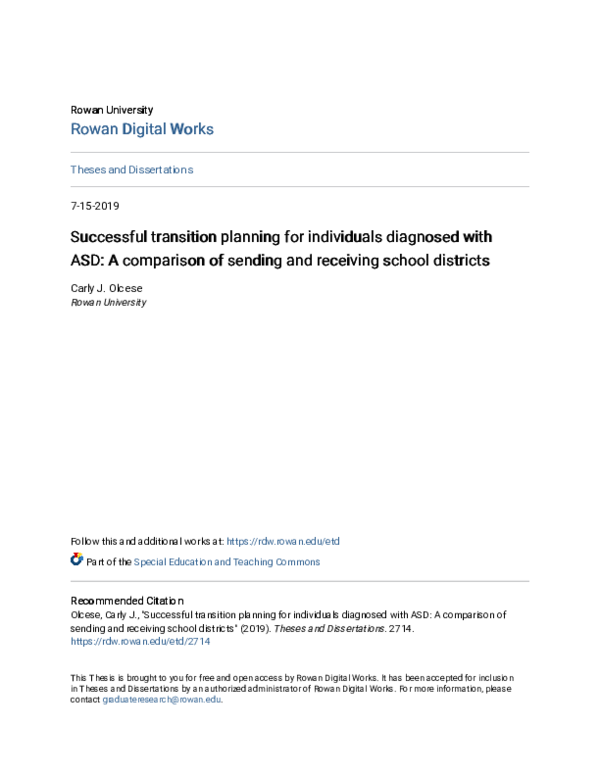 (PDF) Successful transition planning for individuals diagnosed with ASD ...