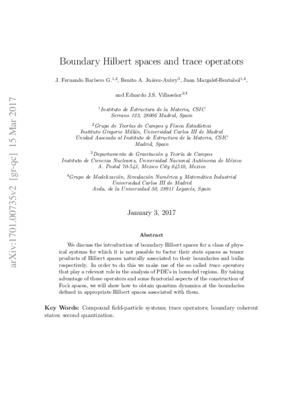 (PDF) Boundary Hilbert spaces and trace operators