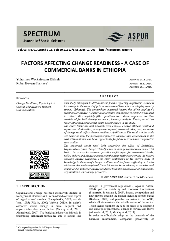(PDF) Factors affecting change readiness - a case of Commercial Banks ...